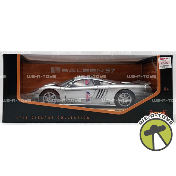 Motormax Saleen S7 Silver Die Cast Collection Vehicle 1:18 Scale On Base