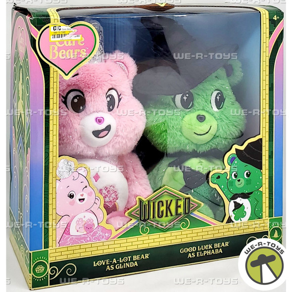 Care Bears x Wicked Love-a-Lot Bear as Glinda & Good Luck Bear as Elphaba 2pk
