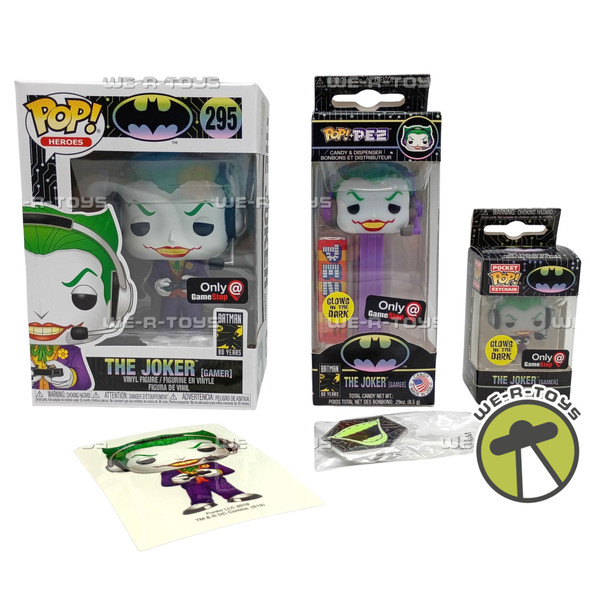 Funko DC Batman Mystery Box Set Joker Vinyl Figure PEZ Pin Sticker & Keychain