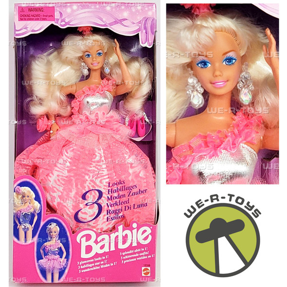 Barbie 3 Looks Doll Multilingual Box 1994 Mattel 12339