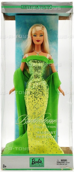 August Peridot Barbie Doll Birthstone Collection Blonde 2002