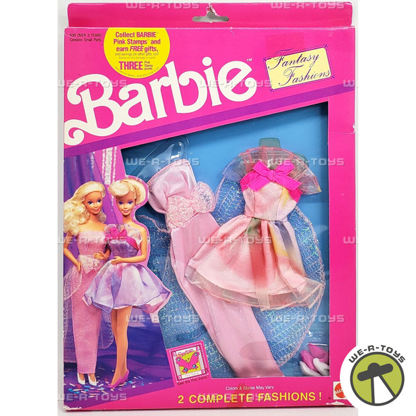 Barbie Fantasy Fashions Set Pink Gown and Dress 1991 Mattel 00781