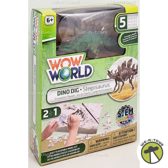 Wow World Dino DIG Excavation Playset STEM 2 in 1 Stegosaurus Nkok 03274