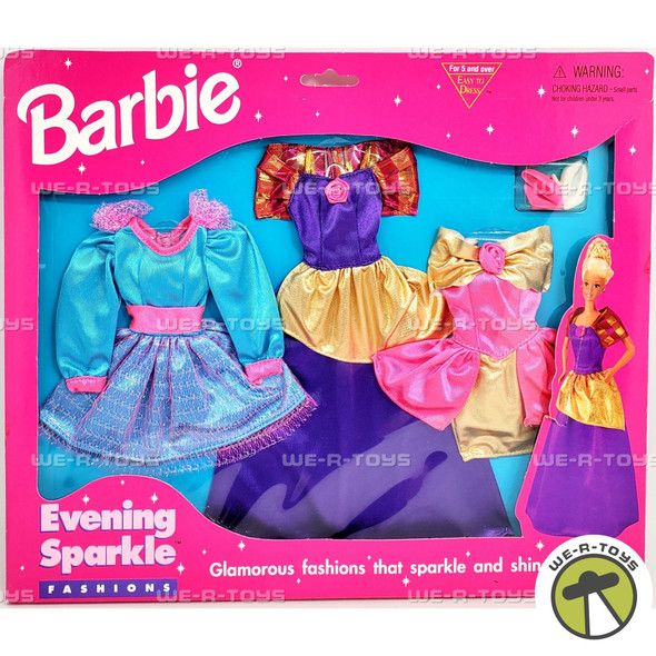 Barbie Easy to Dress Evening Sparkle Fashions w/3 Outfits 1995 Mattel 68070