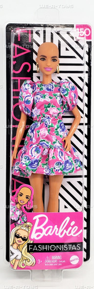 Barbie Fashionistas #150 No-Hair Look in Pink Floral Dress 2019 Mattel 80434