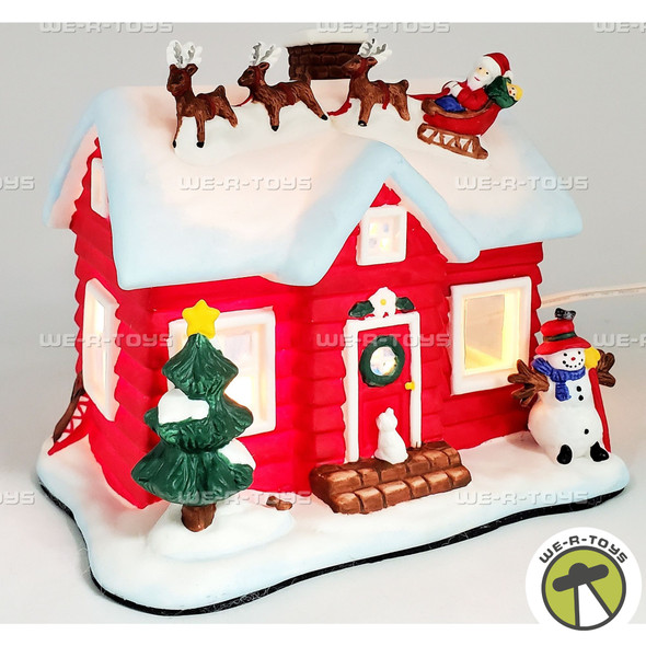 Snow Village Red Electric House Pfaltzgraff with Light 40744