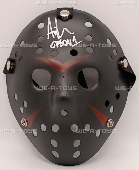 Friday the 13th Jason Mask Ari Lehman Autographed Beckett Witness Black Version
