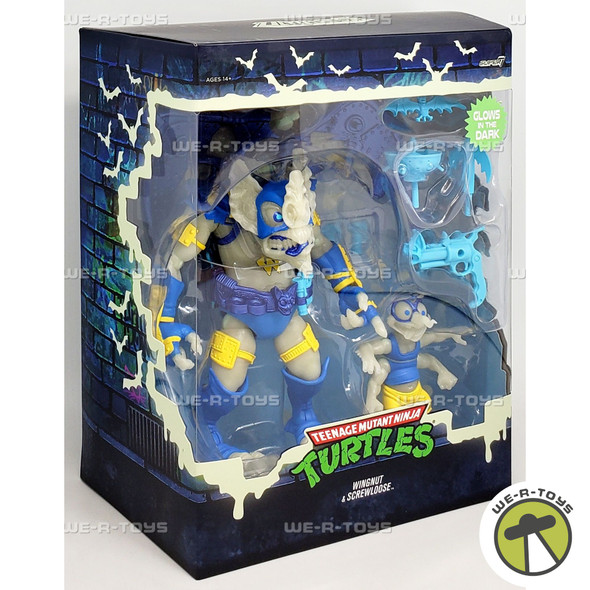 Super7 ULTIMATES! Teenage Mutant Ninja Turtles Wingnut & Screwloose GITD Figures