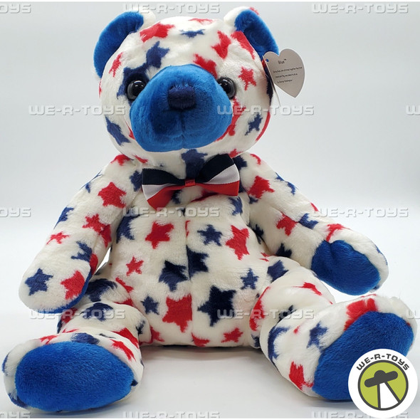 Ty Beanie Buddy Blue the Bear with Blue and Red Stars Plush 2004
