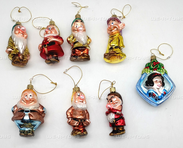 Disney Snow White & The Seven Dwarfs Mercury Glass Christmas Ornaments Set of 8
