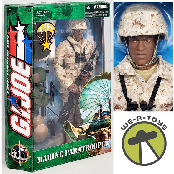 G.I. Joe Marine Paratrooper African American Action Figure 55489 Hasbro 00748