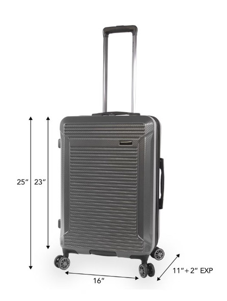 Brookstone Neuer 25" Hardside Medium Checked Spinner Luggage - Charcoal
