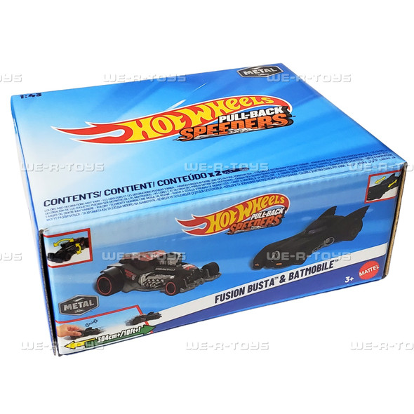 Hot Wheels Pull-Back Speeders Fusion Busta & Batmobile 2 Pack