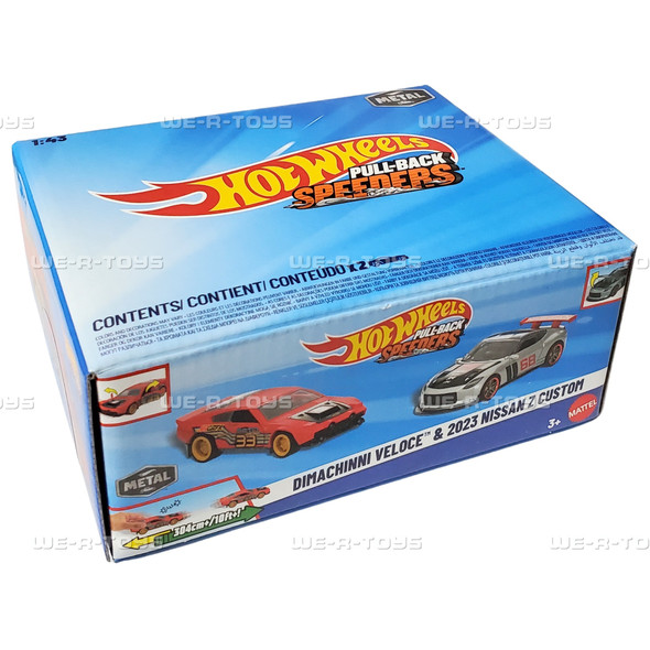 Hot Wheels Pull-Back Speeders Dimachinni Veloce & 2023 Nissan Z Custom 2 Pack