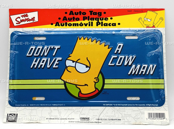 The Simpsons Bart Simpson Don't Have A Cow Man Auto Tag 01909 Chroma 2002