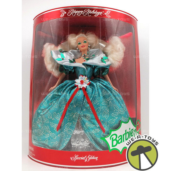 Happy Holidays Barbie Doll Special Edition 1995 Mattel No. 14123 Blonde In Green