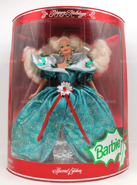 Happy Holidays Barbie Doll Special Edition 1995 Mattel No. 14123 Blonde In Green