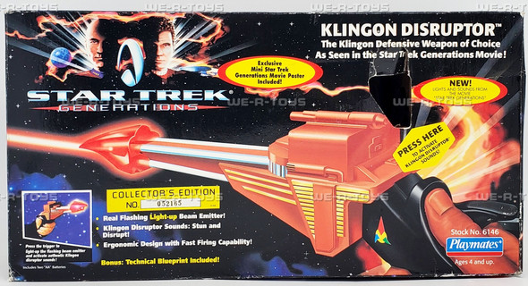 Star Trek Generations Klingon Disruptor Weapon 1994 Playmates 06146