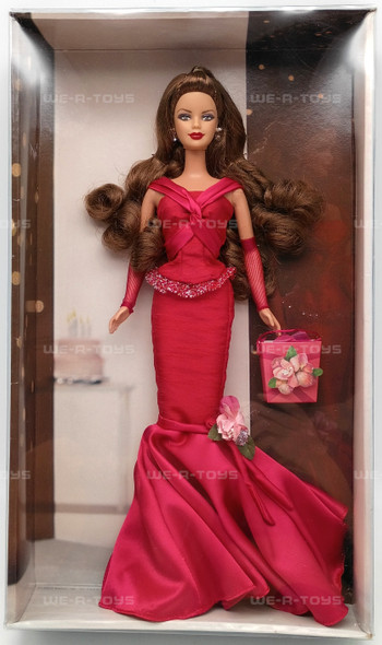 Birthday Wishes Barbie Doll Brunette in Ruby Red Dress 2004 Mattel C6229