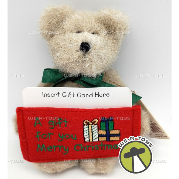 Boyds Bears Merry Mini Plush Tan Bear & Christmas Gift Card Holder #903606