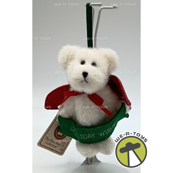 Boyds Bears Holiday Wishes Angel Bear Mini Plush Ornament White Bear Red Wings