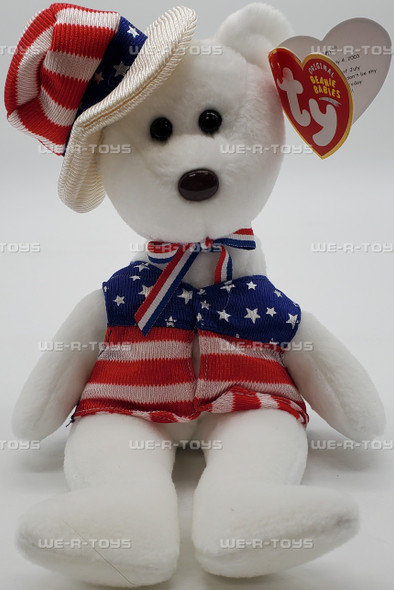 Ty Beanie Babies Sam the Bear Patriotic Plush White Version 2003