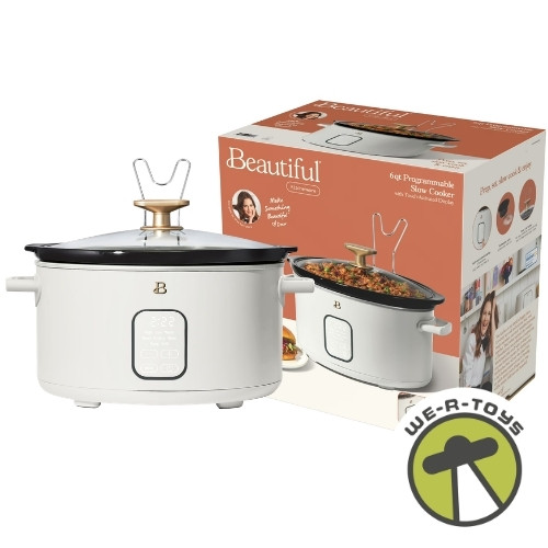 Beautiful 19162 6 Qt Programmable Slow Cooker in White Icing by Drew Barrymore
