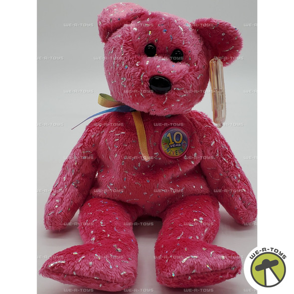 Ty Beanie Baby Decade the Bear 10th Year Anniversary Plush 2003 Pink Version