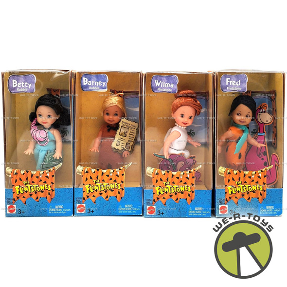 The Flintstones Lot of 4 Fred Wilma Barney & Betty Rubble Kelly Doll 2003 Mattel