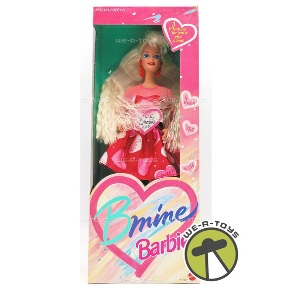 B Mine Valentine Barbie Doll Blonde & 3 Valentine Cards 1993 Mattel #11182
