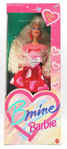 B Mine Valentine Barbie Doll Blonde & 3 Valentine Cards 1993 Mattel #11182