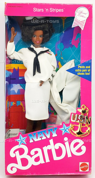 Stars 'n Stripes Navy Barbie Doll African American 1990 Mattel 09694