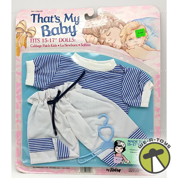 Totsy That's My Baby Blue & White Stripe Doll Fashion Set for 15-17" Dolls 1986