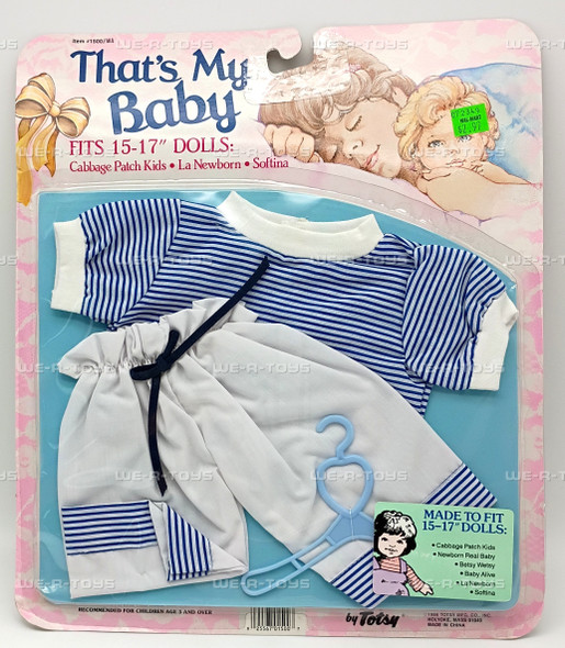 Totsy That's My Baby Blue & White Stripe Doll Fashion Set for 15-17" Dolls 1986