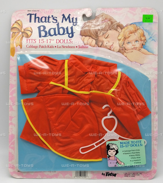 Totsy Thats My Baby Orange Raincoat & Hat Doll Fashion Set for 15-17" Dolls 1986