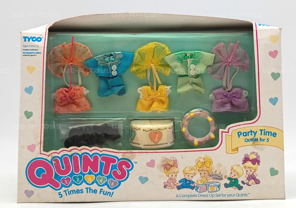 Quints Party Time Outfits for 5 Dolls Dress Up Set 1989 Tyco 1560-2