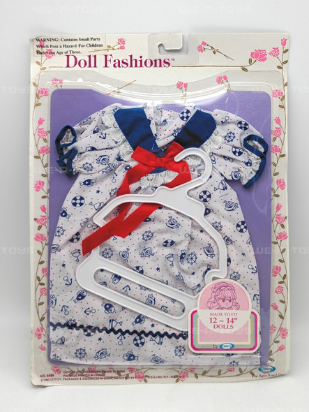 Cititoy Doll Fashion Set for 12-14 Inch Dolls White & Blue Sailor Dress 1990
