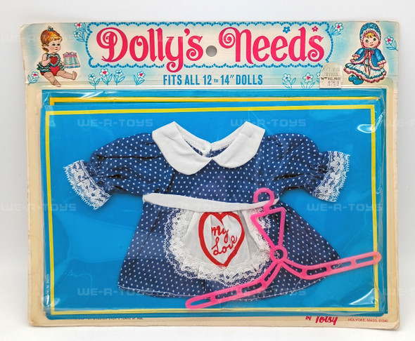 Dolly's Needs Fashion Dress Blue w White Polka-dots For 12-14" Baby Dolls Totsy