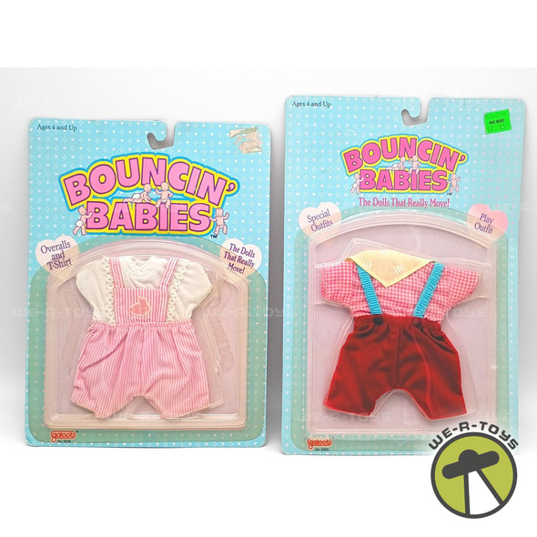 Bouncin' Babies Doll Fashions Set of 2 Overall Short Outfits Galoob 1988/1989