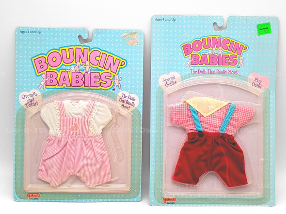 Bouncin' Babies Doll Fashions Set of 2 Overall Short Outfits Galoob 1988/1989