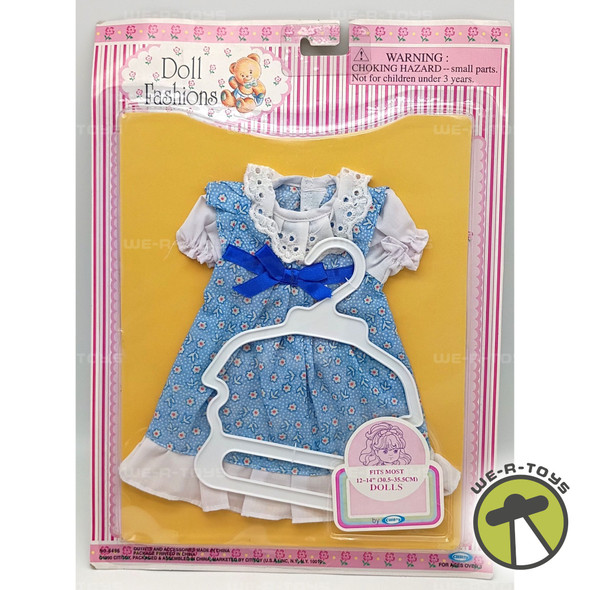 Cititoy Doll Fashion Set for 12-14 Inch Dolls Blue Floral Dress 1990 #6496