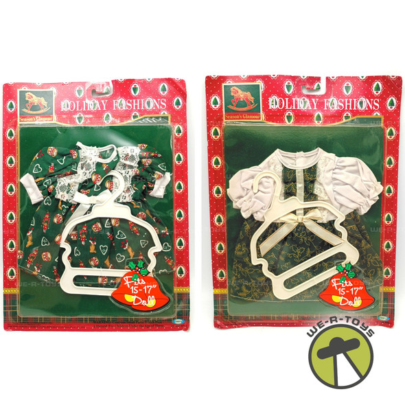 Cititoy Doll Fashion Set of 2 Holiday Dresses for 15-17 Inch Dolls 1990 No. 6183