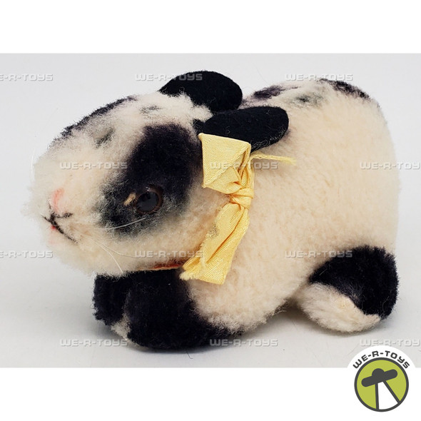 Steiff Timmy White with Black Spots Bunny Rabbit Yellow Ribbon Mohair Plush