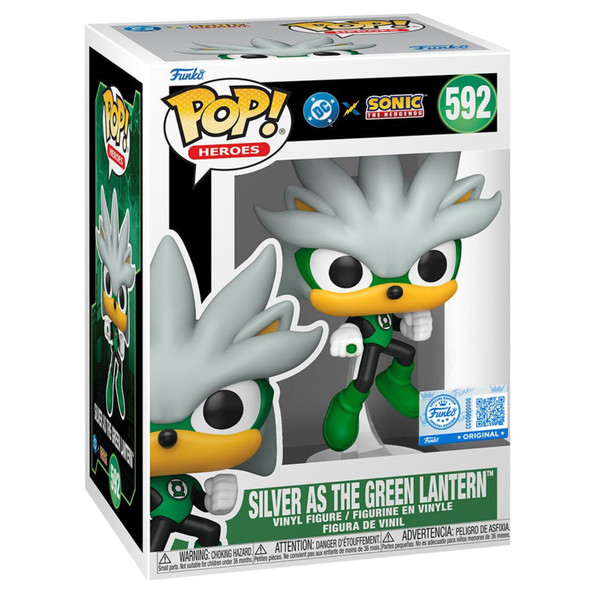 Funko Pop Justice League x Sonic the Hedgehog Silver as Green Lantern Figure 592