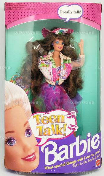 Teen Talk Barbie Doll Brunette Hair 1991 Mattel 05745