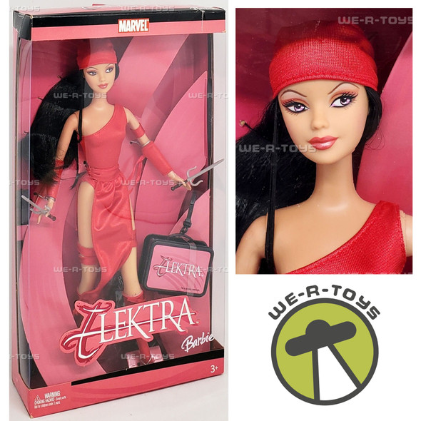 Marvel's Electra Barbie Doll with Lunchbox Keychain 2005 Mattel H1699