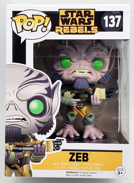 Funko POP Star Wars Rebels Zeb 137 Vinyl Bobble Head Figure