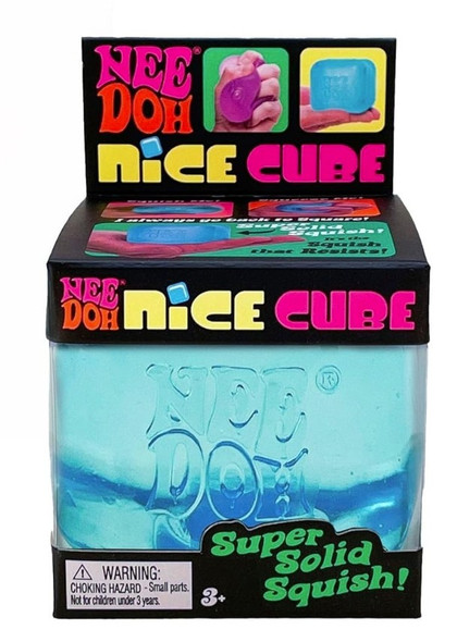 NeeDoh Nice Cube Super Solid Squish Stress Ball, Blue (1 Piece)