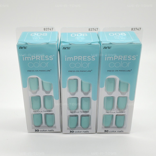 Kiss imPRESS Color Press-On Manicure Nails Lot of 3 Mint to Be 83747, Short