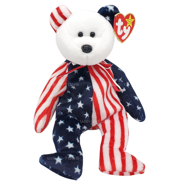 Ty Beanie Babies Spangle the Bear White Face Plush 1999